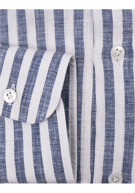 Camicia Culto In Lino a Righe Blu BARBA | K1U13P01470650003